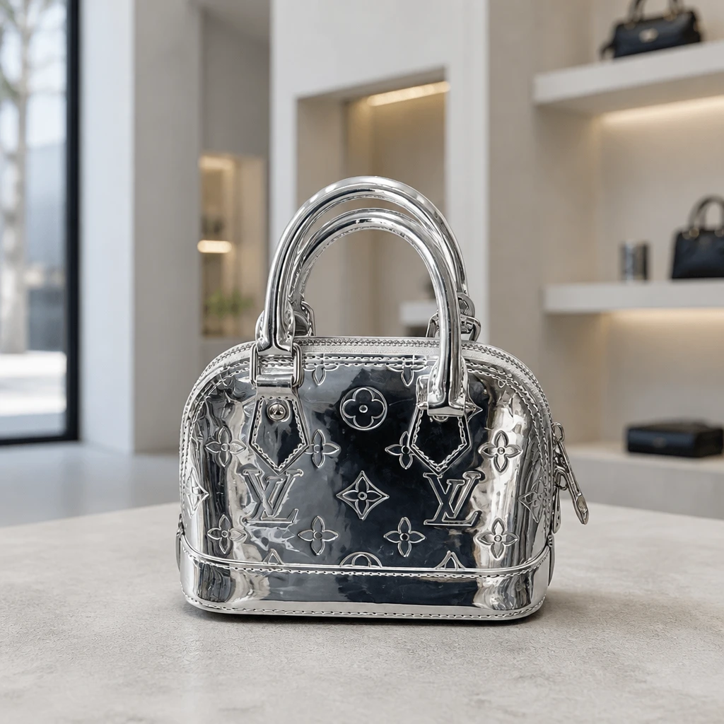 Louis Vuitton Alma BB Silver Mirror Handbag