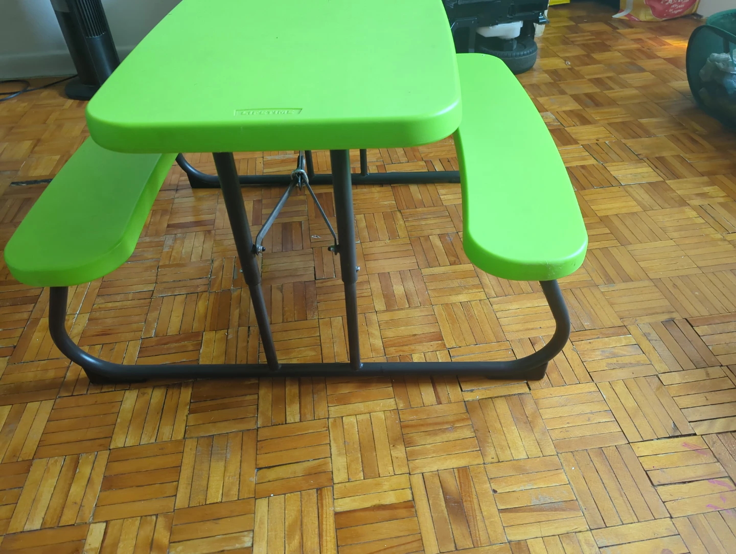Lime Green Kids Picnic Table with Attached Benches