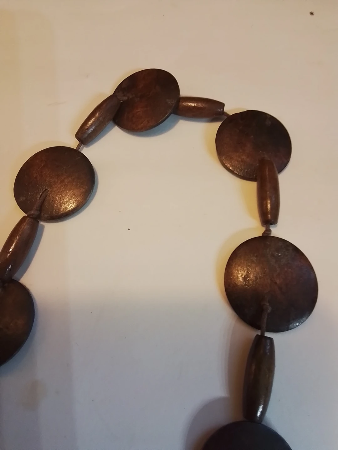 Vintage Boho Organic Flat Wood Disc Statement Necklace - photo 4