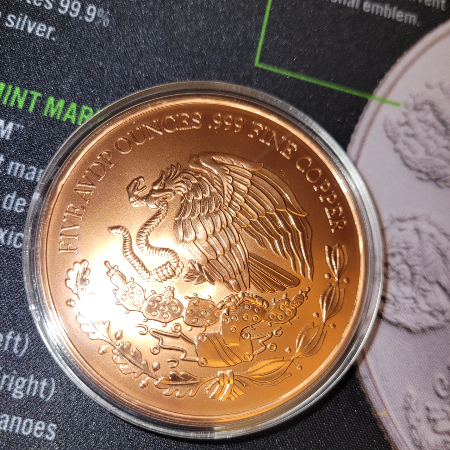 Mexico 2024 5 Avdp Ounces .999 Fine Copper Coin