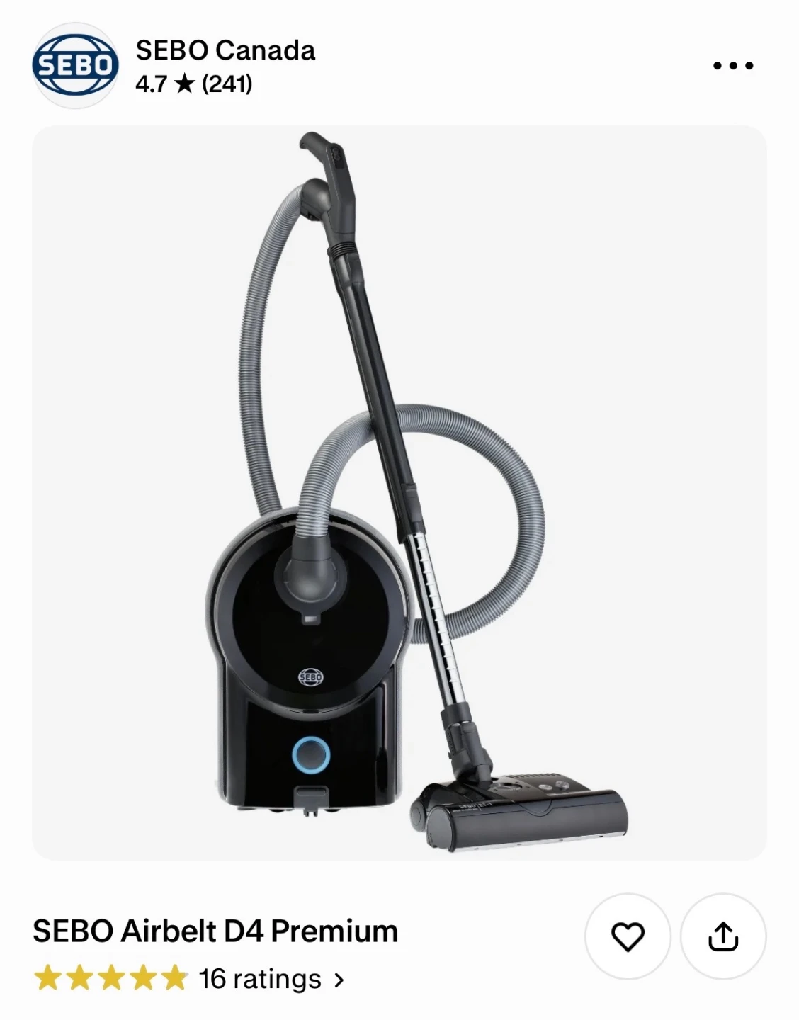 Move out sale - SEBO Airbelt D4 Premium Canister Vacuum - photo 2