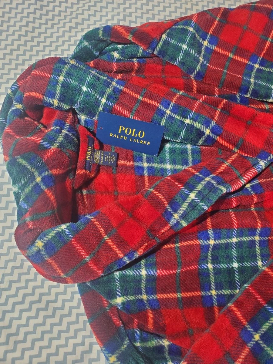 NEW. UNISEX. RALPH LAUREN POLO  PLAID ROBE