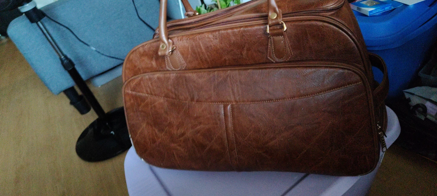 Brown Faux Leather Duffle Bag - photo 3