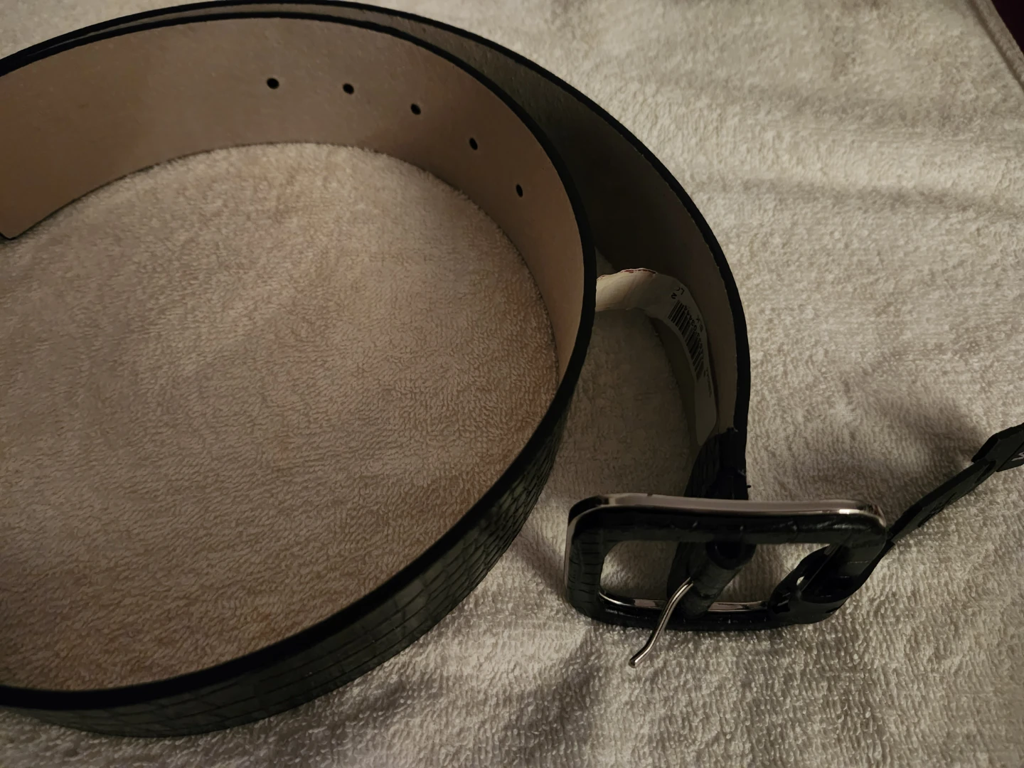 Women's Black Crocodile Belt Size Medium, square buckle 9 West - photo 3