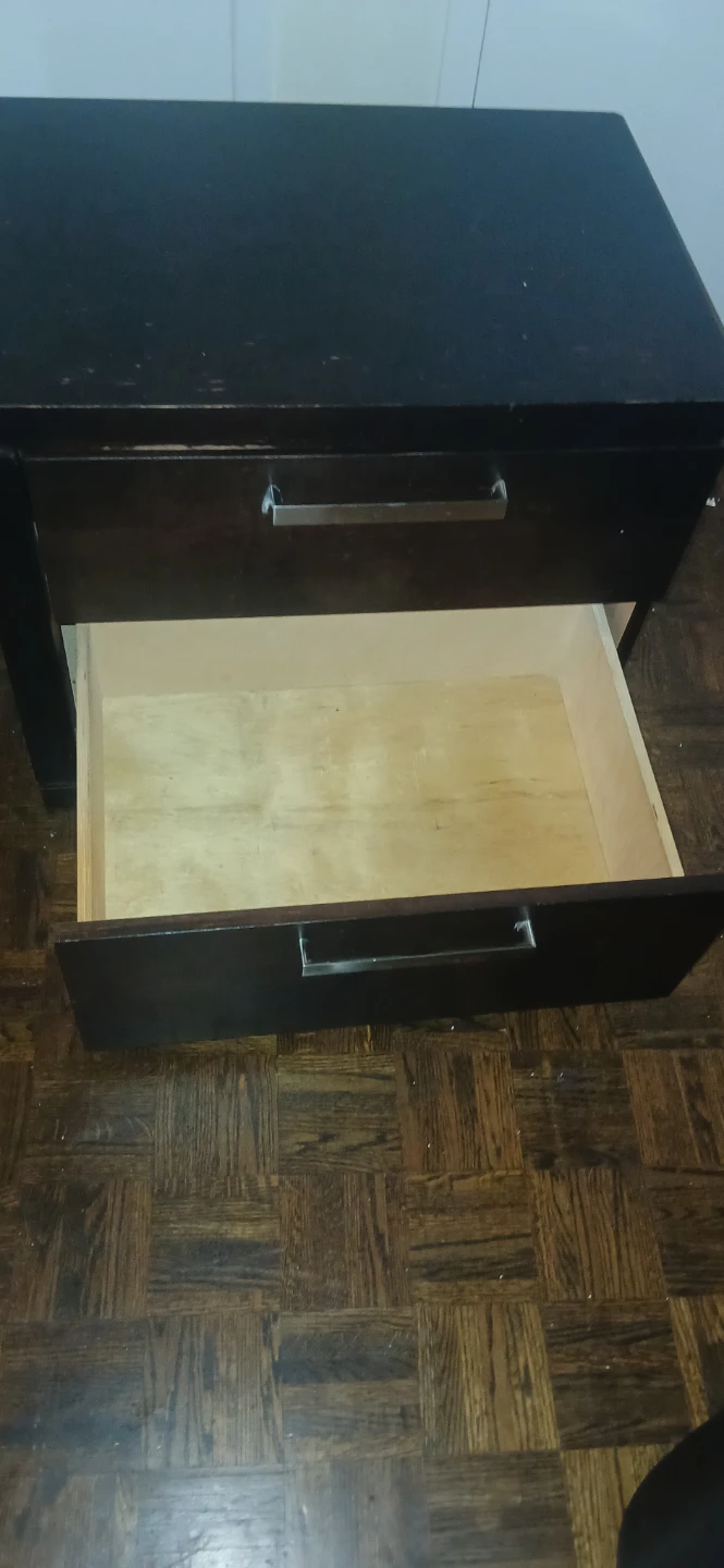 Dark Wood Nightstand with Two Drawers - photo 3