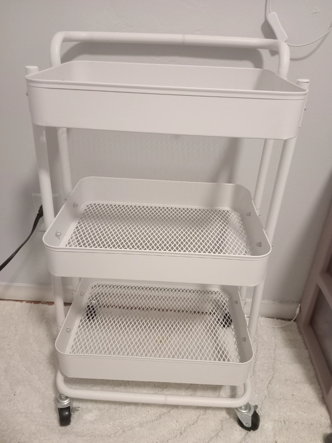 White 3-Tier Rolling Cart