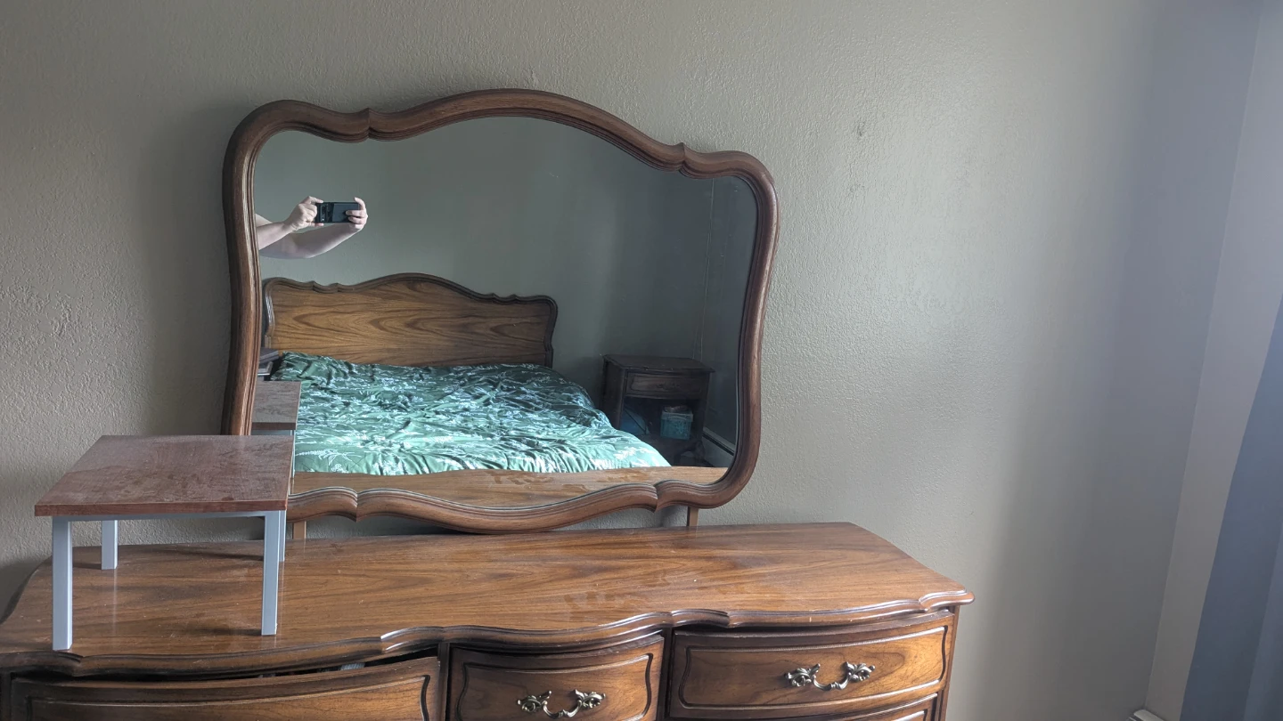 Vintage Wood Dresser with Mirror - photo 3