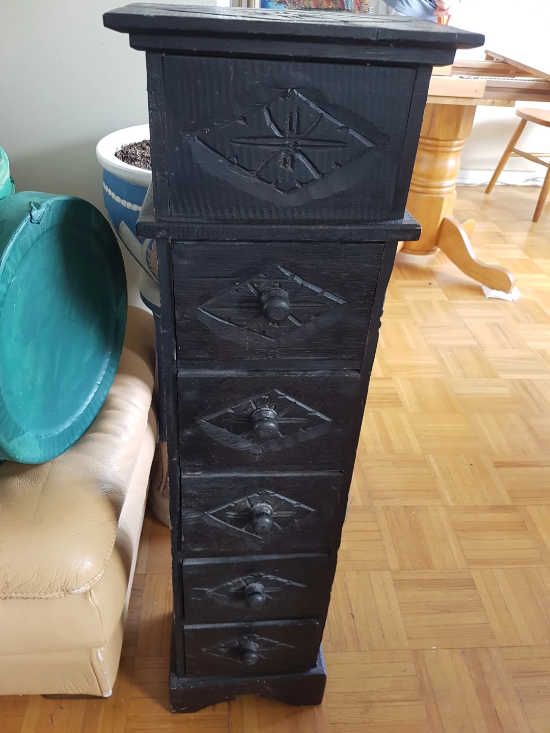 Vintage Black Wooden Accent Chest of Drawers - photo 4
