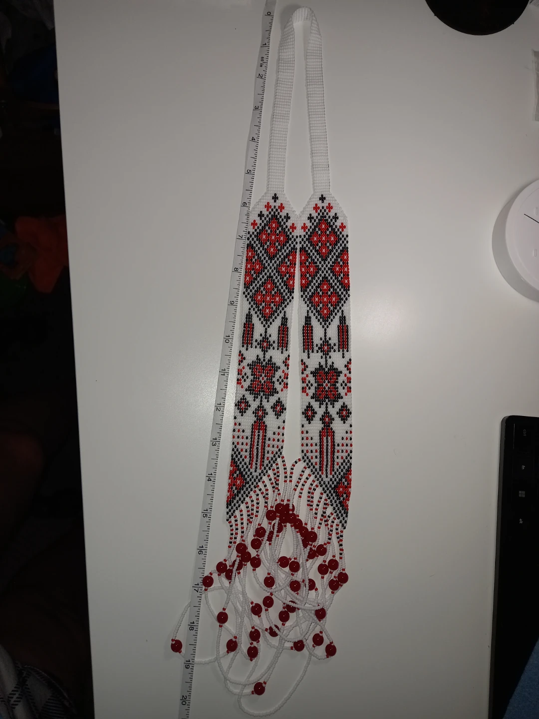 Make to order ❤️ Embroidery Beaded Necklace - Red, White, Black - photo 5