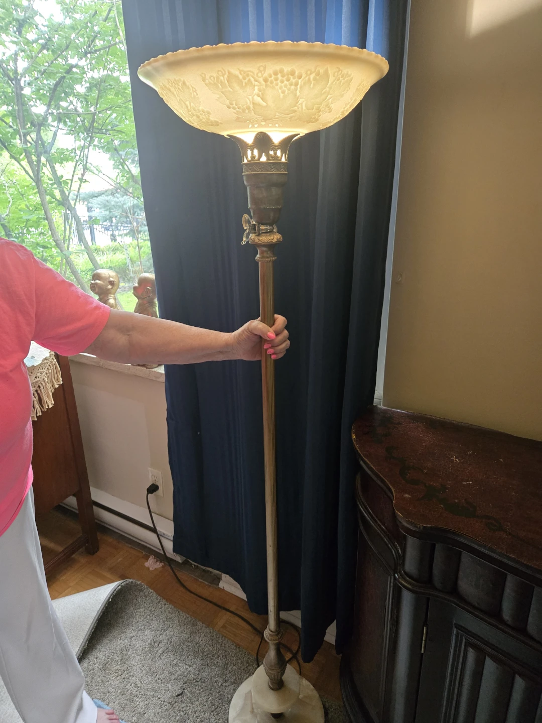 Vintage Floor Lamp with Frosted Glass Shade - photo 2