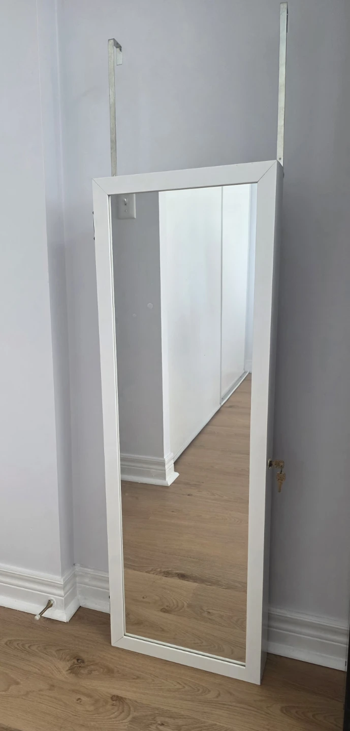 White Over-the-Door Jewelry Armoire with Mirror