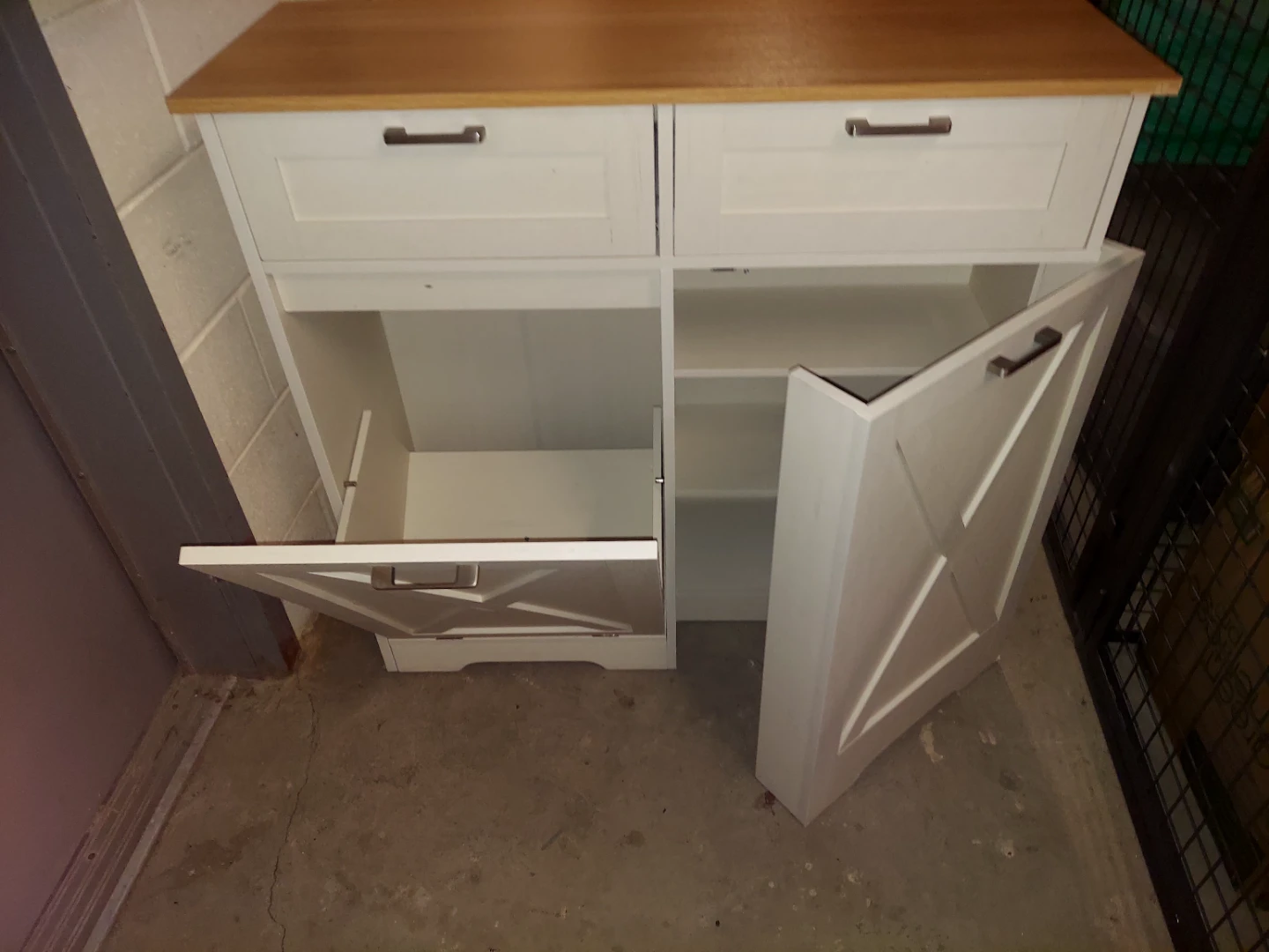White Cabinet with Wood Top - photo 3