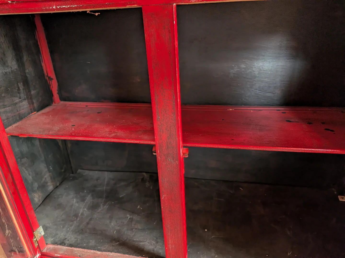 Red Wooden Display Cabinet with Glass Doors - photo 3
