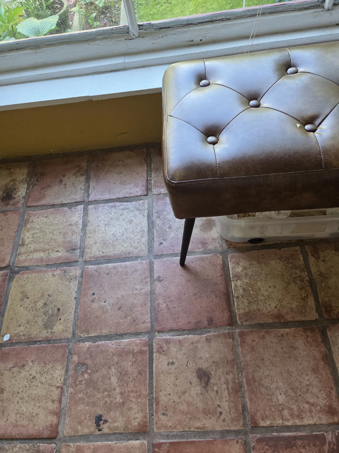 Tufted Faux Leather Bench - photo 3