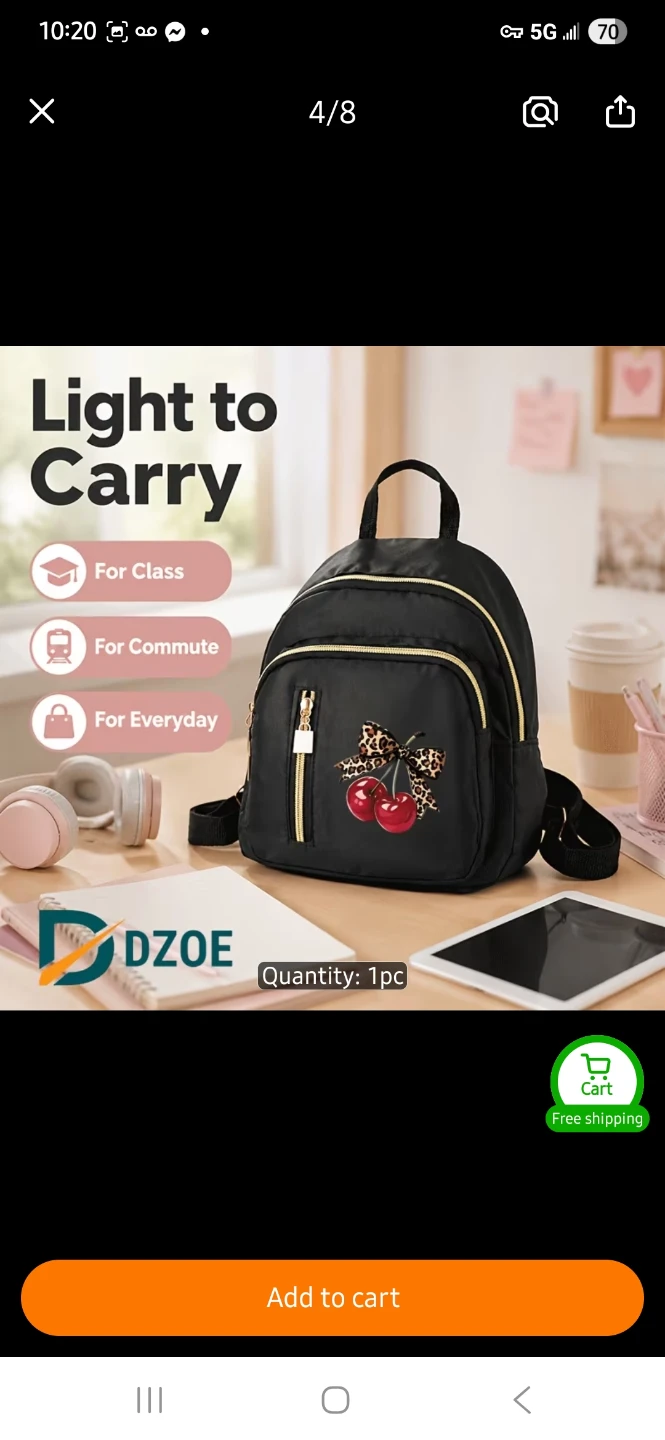 DZoe Black Mini Backpack with Cherry Design - photo 2