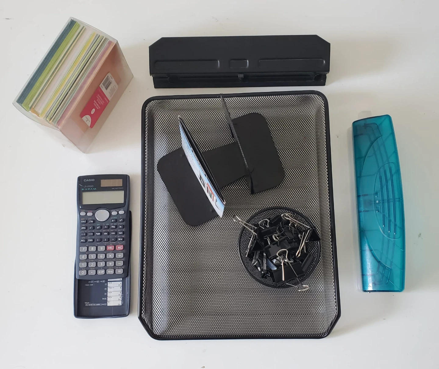 Office Supplies – Casio Calculator, Mesh Tray & Desk Organizers