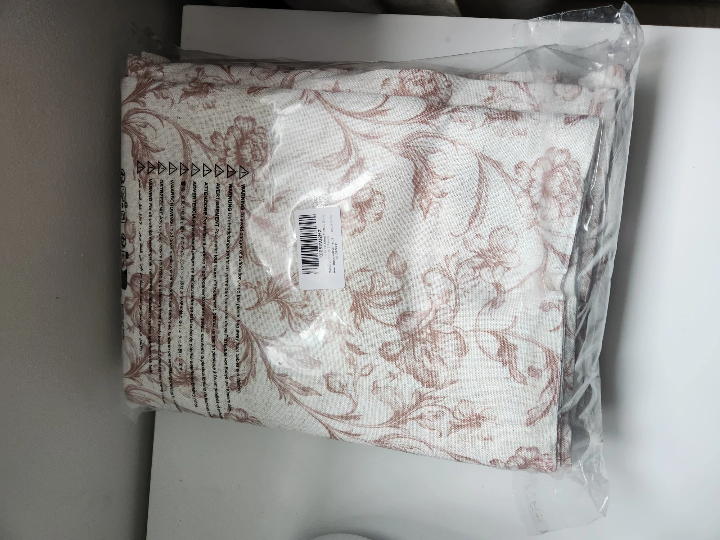 Taupe Floral Linen Curtains - 2 Panels - photo 2