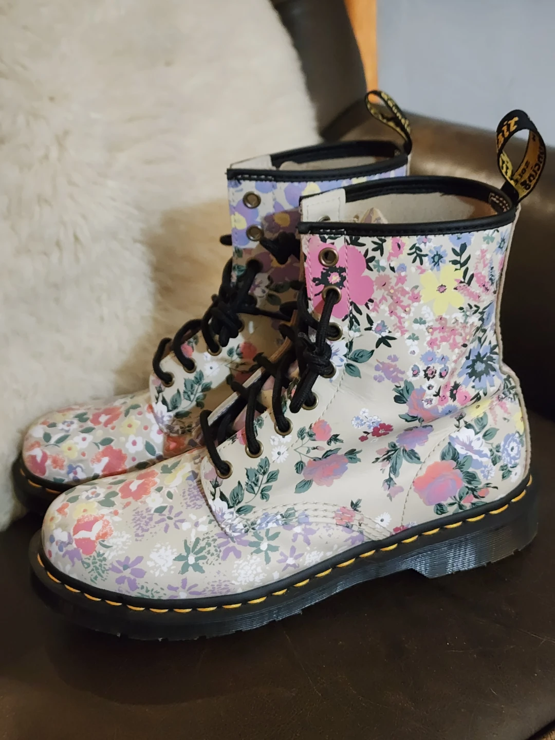 Dr. Martens 1460 Pascal Floral Mash Up Boots - Size US Women's 9