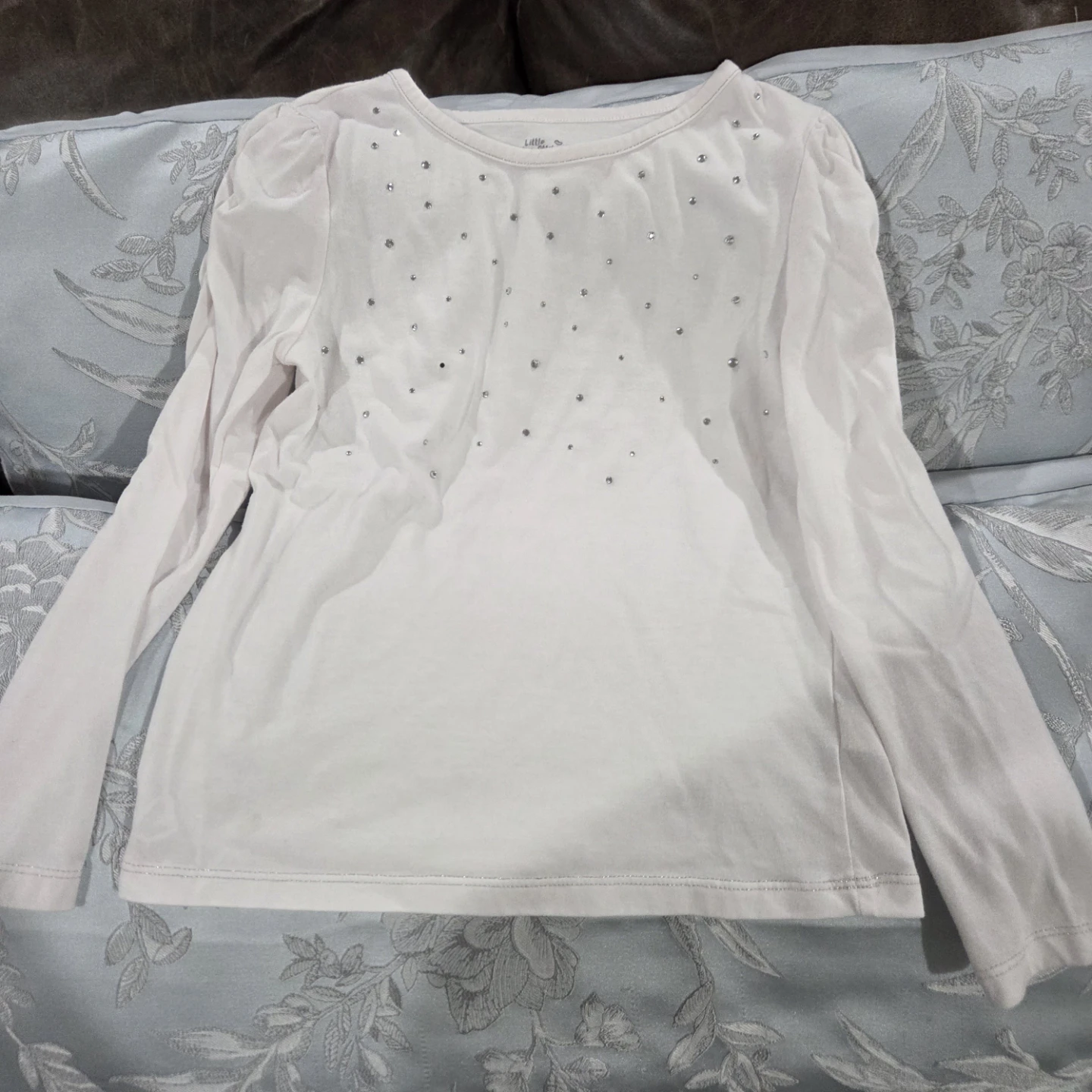 Little Girls Long Sleeve Shirt Size M(6) Bling Rhinestones