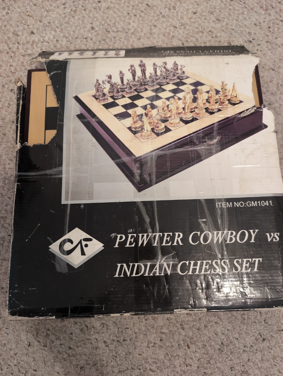 Pewter Cowboy vs Indian Chess Set