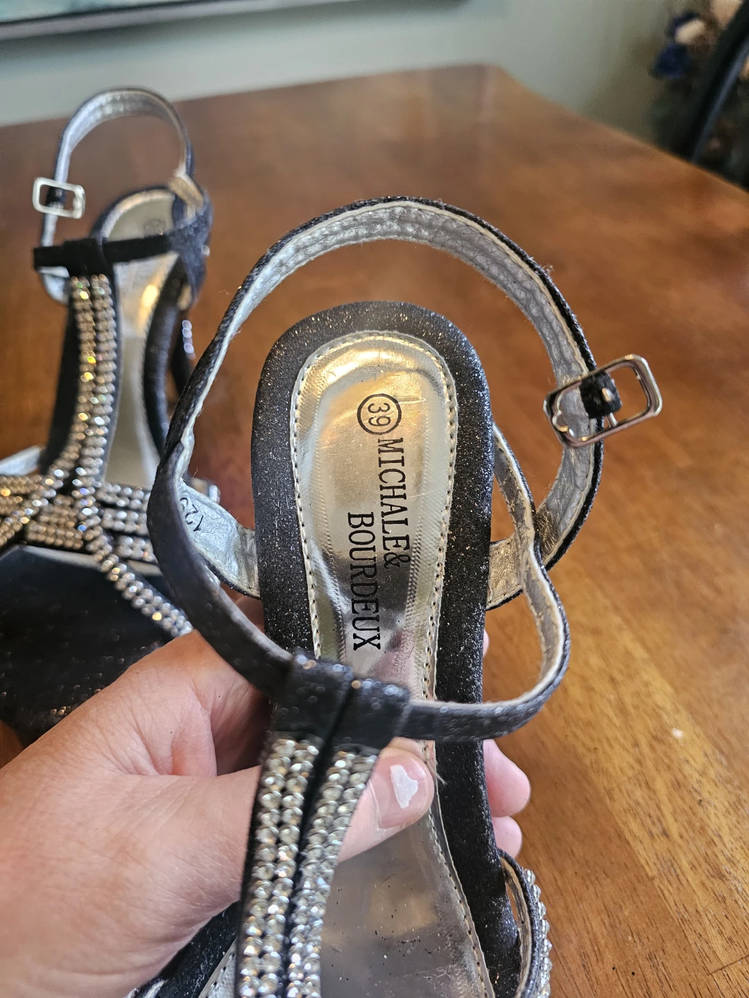 Michaela Bordeaux Black Sparkly Heels - Size 39 - photo 4