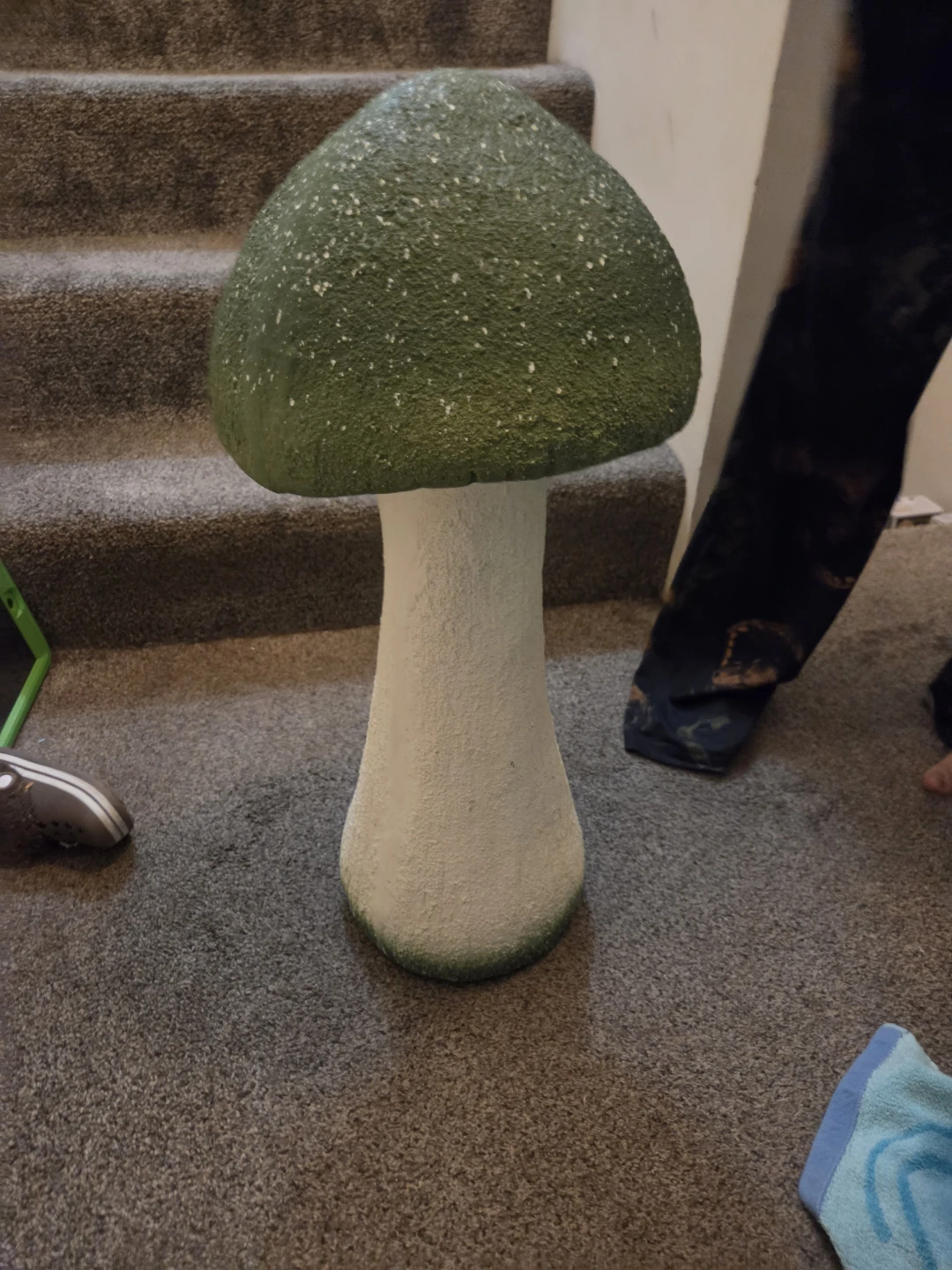 Large green mushroom garden statue