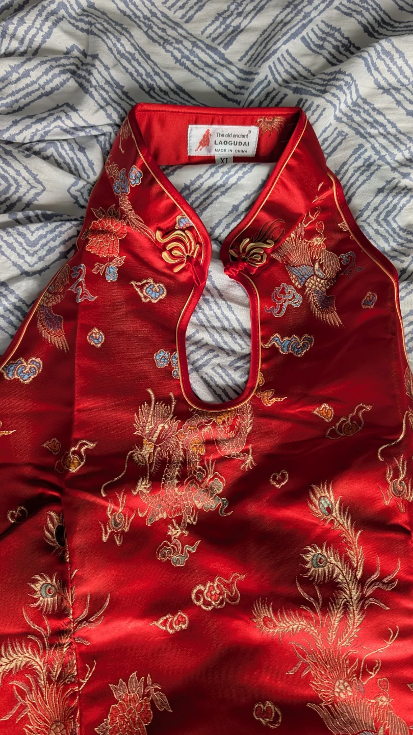 Red Chinese Tea Ceremony Dragon Print Dress