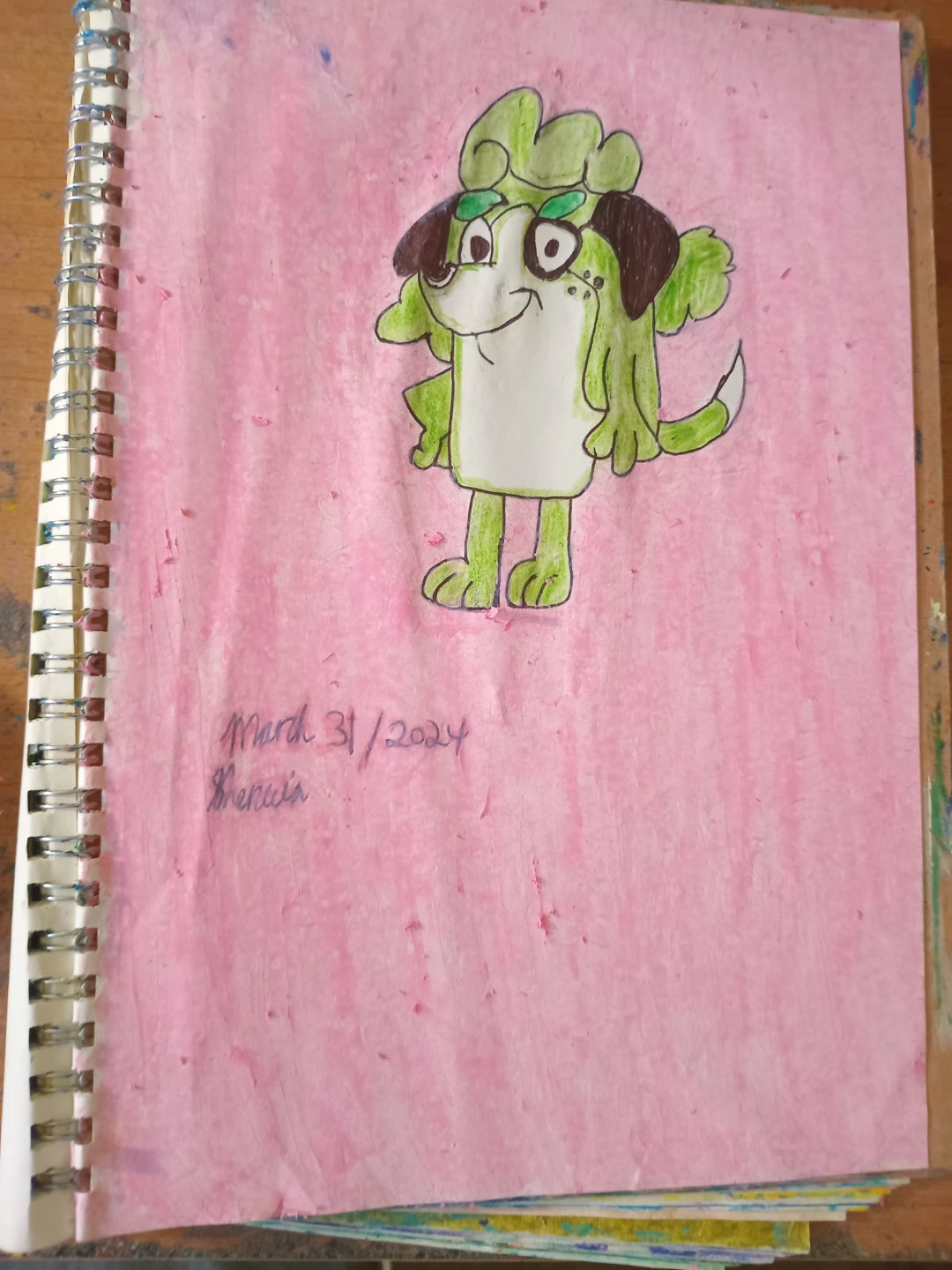 GREEN AND WHITE DOG BY CUSTOM ARTIST SHERWIN