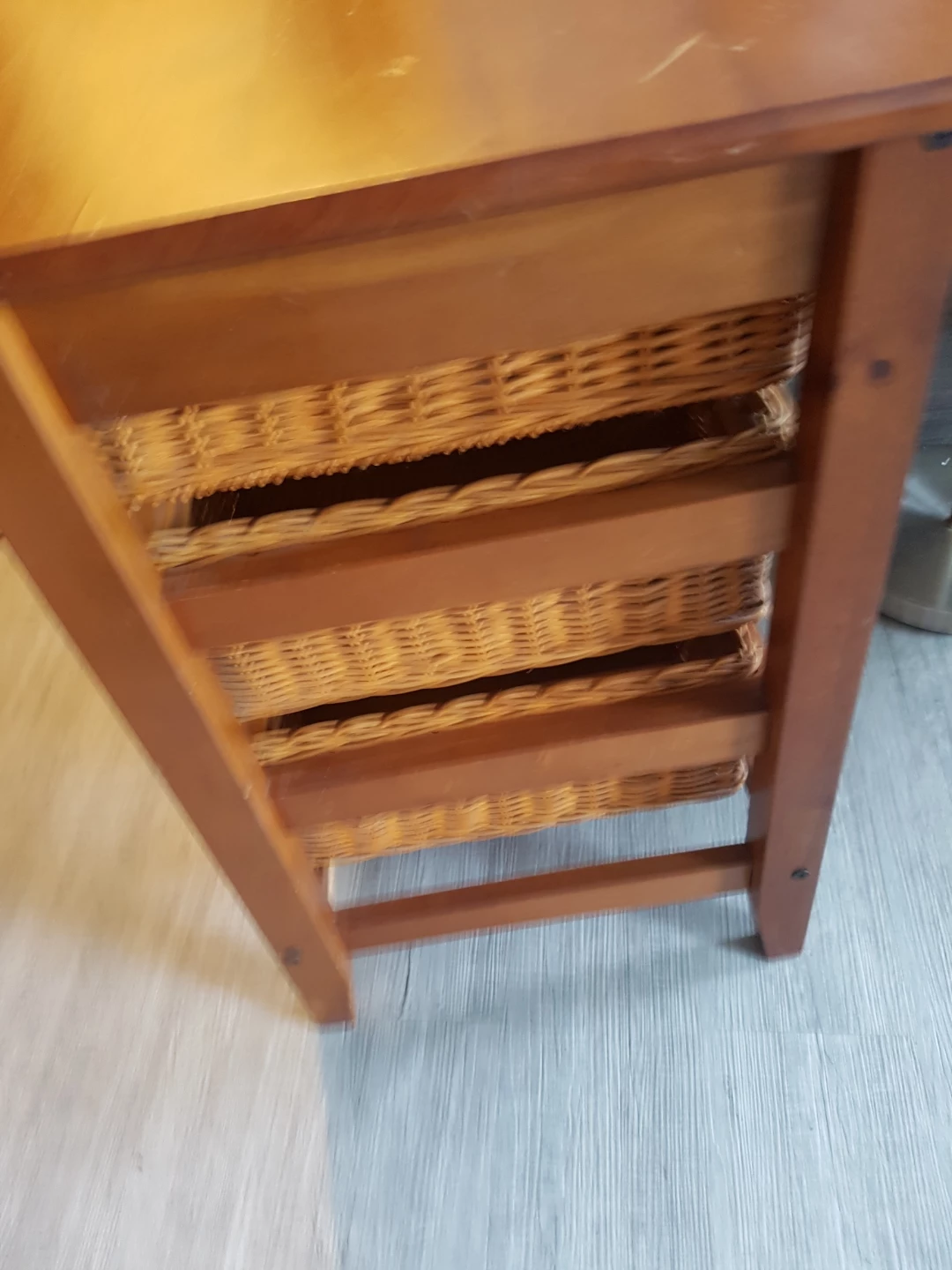 Wooden Side Table with Wicker Baskets - photo 5