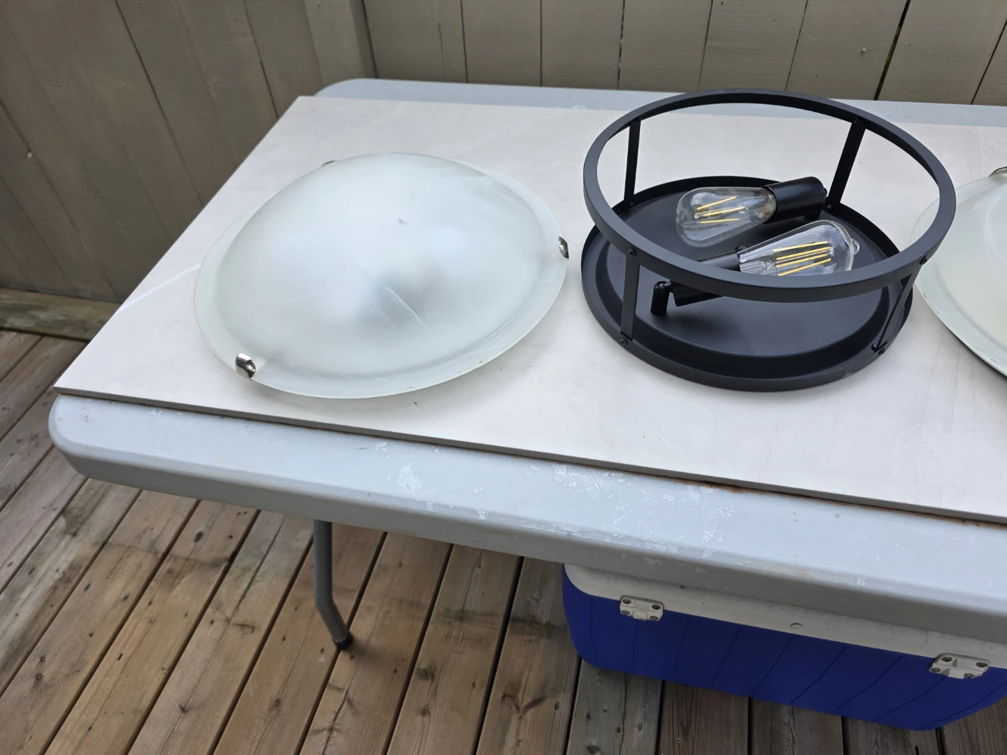 3 Flush Mount Ceiling Light Fixtures with Edison Bulbs - photo 3