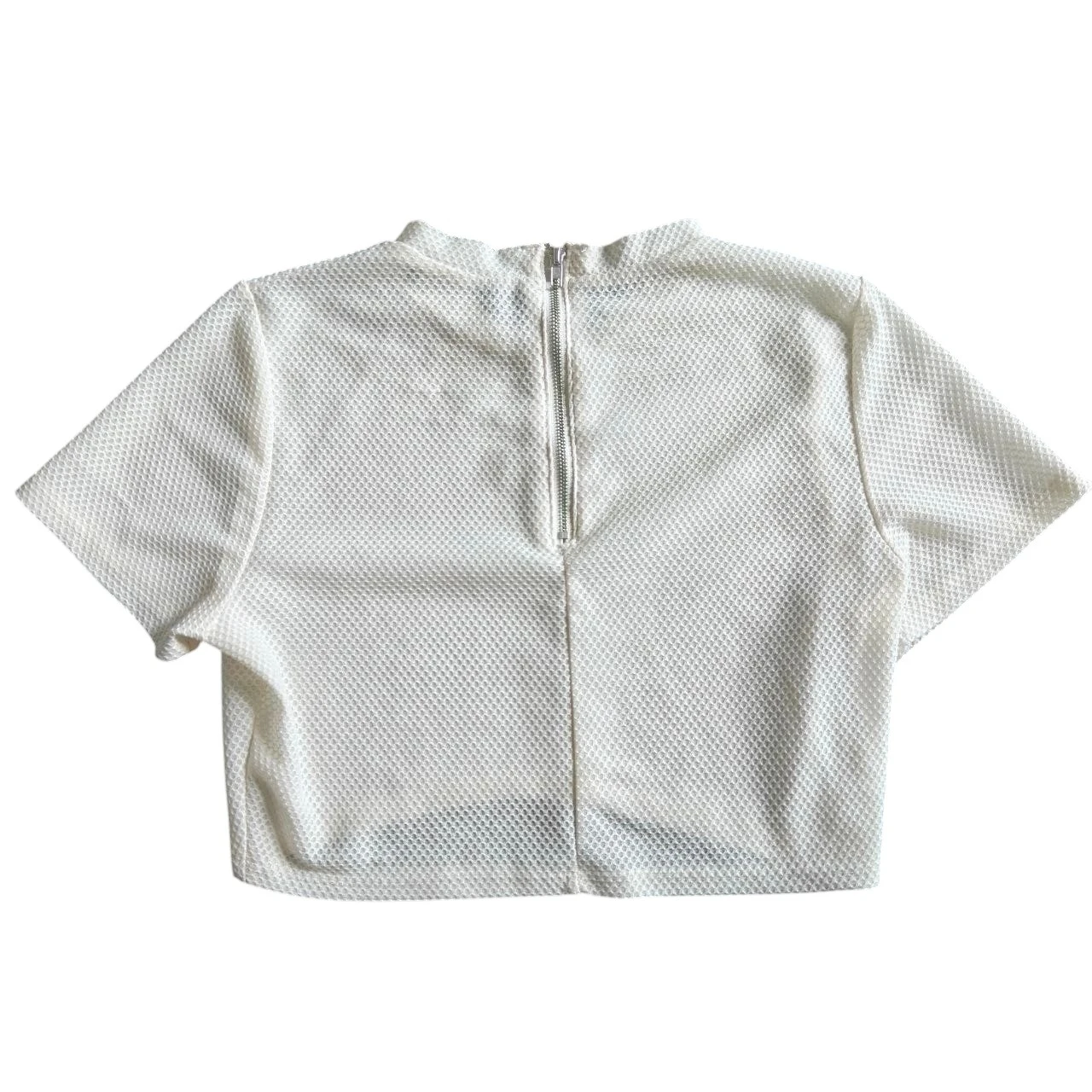 Women's Fashion Nova Cream Textured Mesh Crop Top - Size Small - photo 2