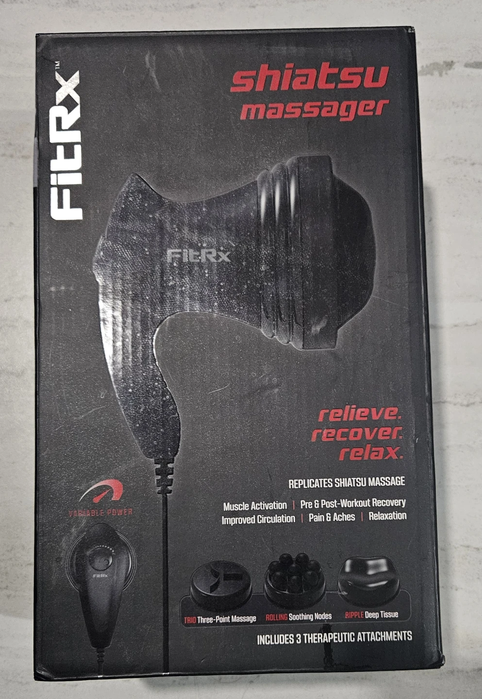 FitRx Shiatsu Rolling Massager with 3 Attachments