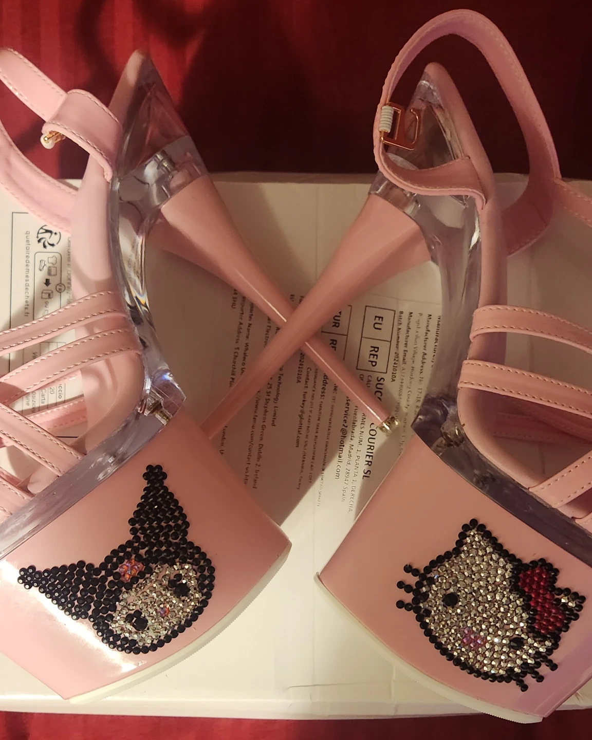 Pink Platform Heels with Hello Kitty & Kuromi Design