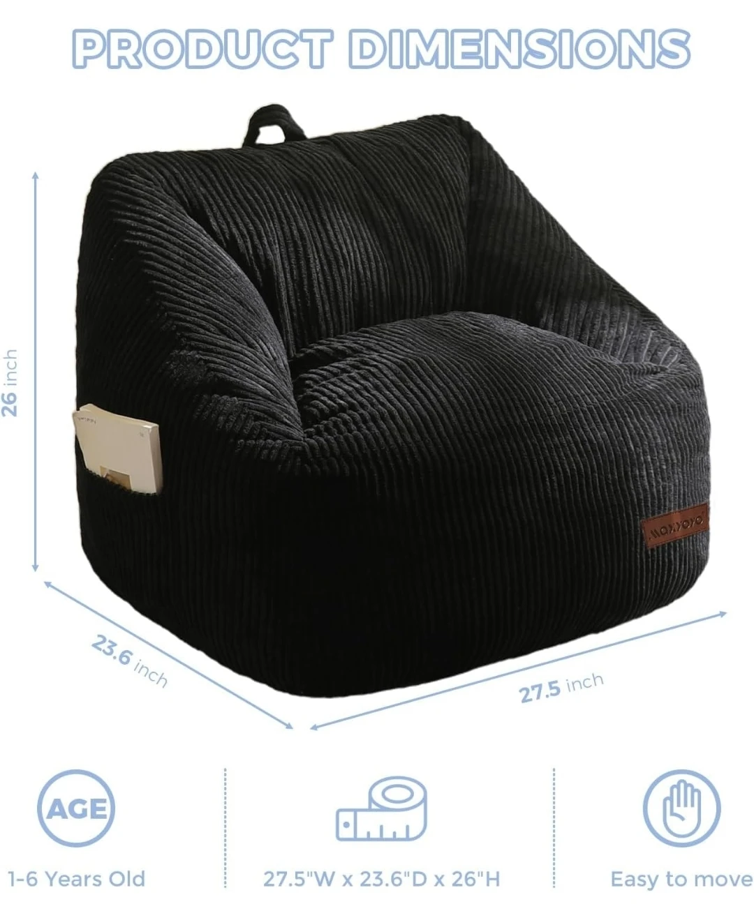 MAXYOYO Kids Bean Bag Chair, Bean Bag Couch with Handle - photo 2