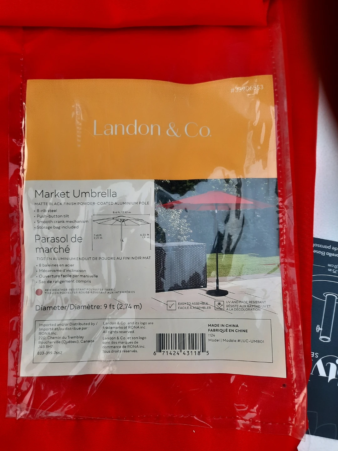 Landon & Co. Market Umbrella - Orange