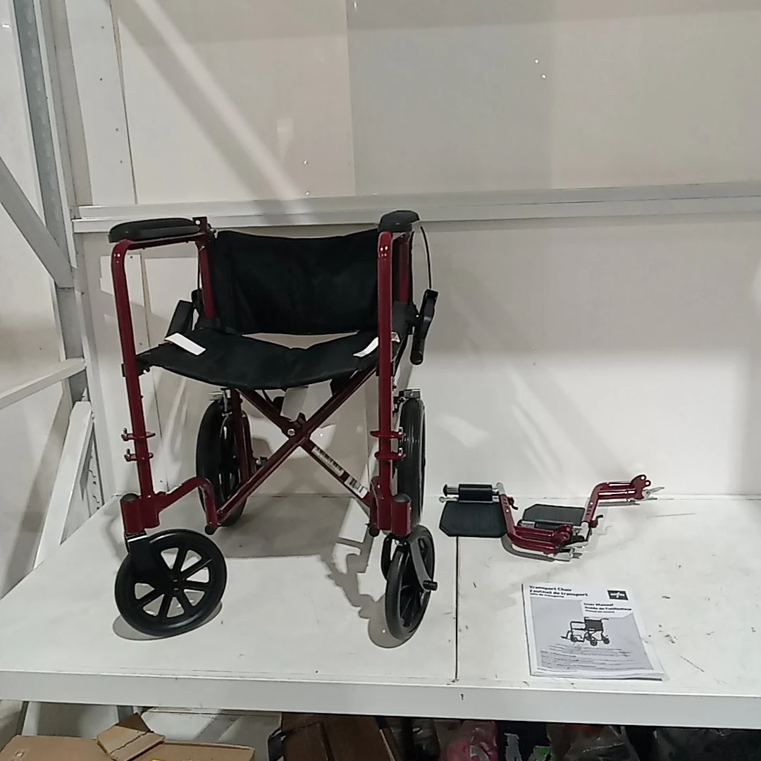 Medline 19" basic aluminum Transport Wheelchair, 12" rear wheels - photo 2