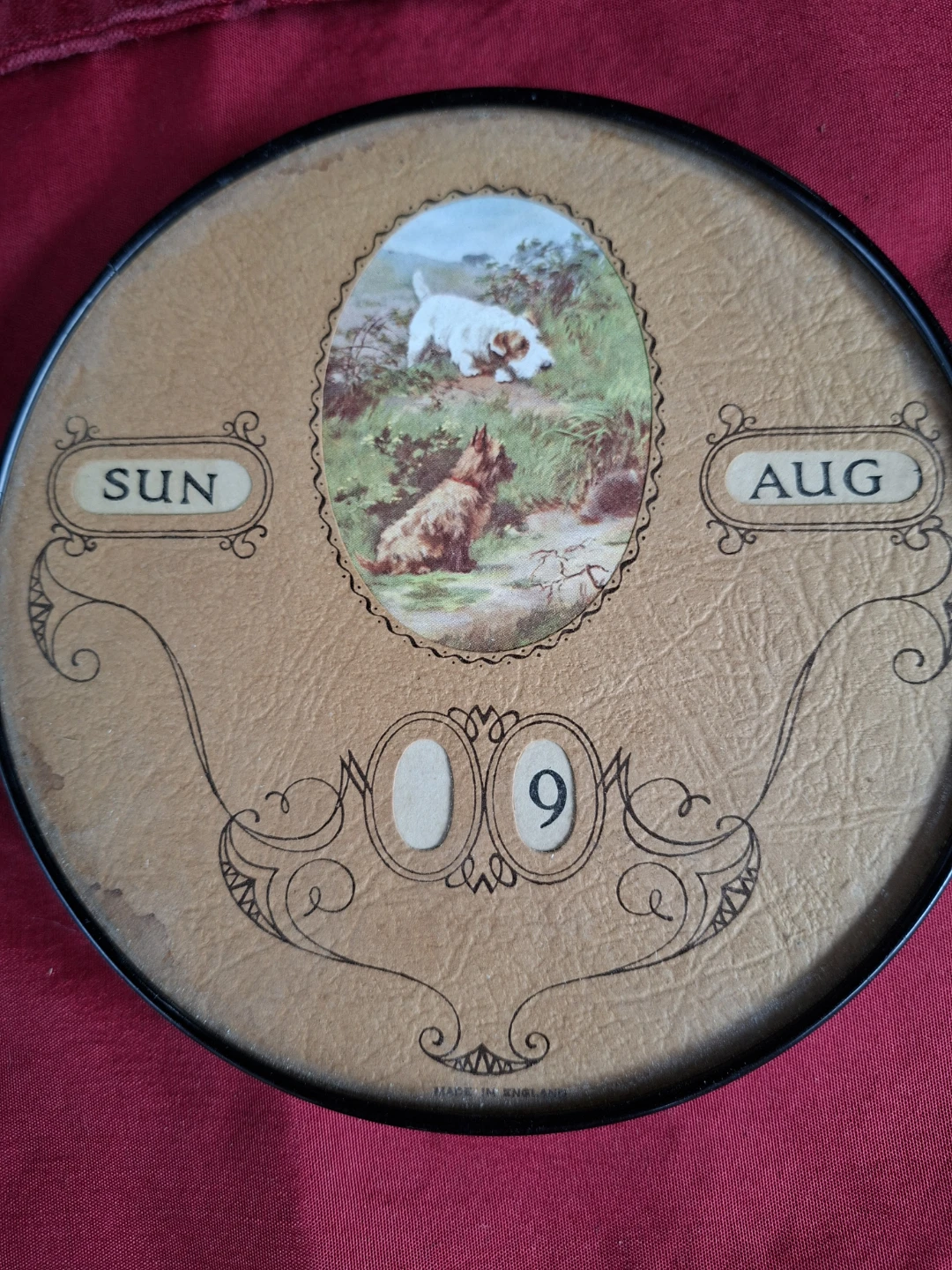 Vintage Perpetual Calendar with Dog Illustration