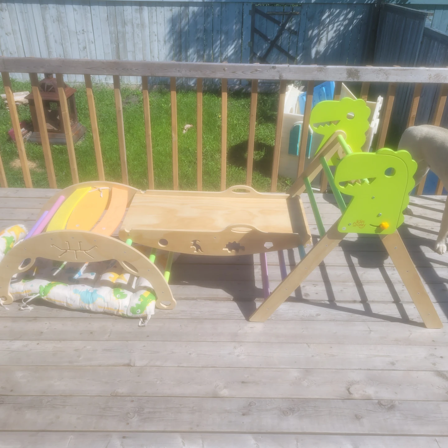 Little Steady Wooden Climbing Arch with Slide and Pillow