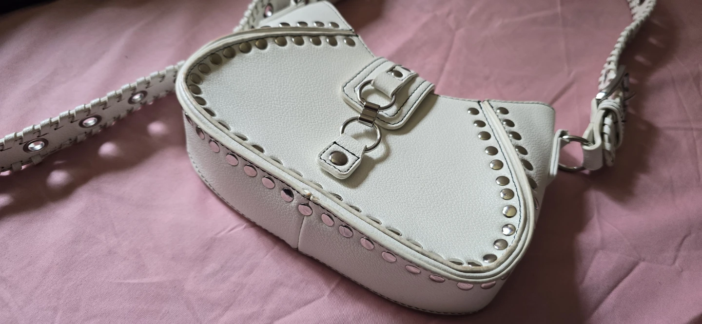 White studded shoulder bag - photo 2