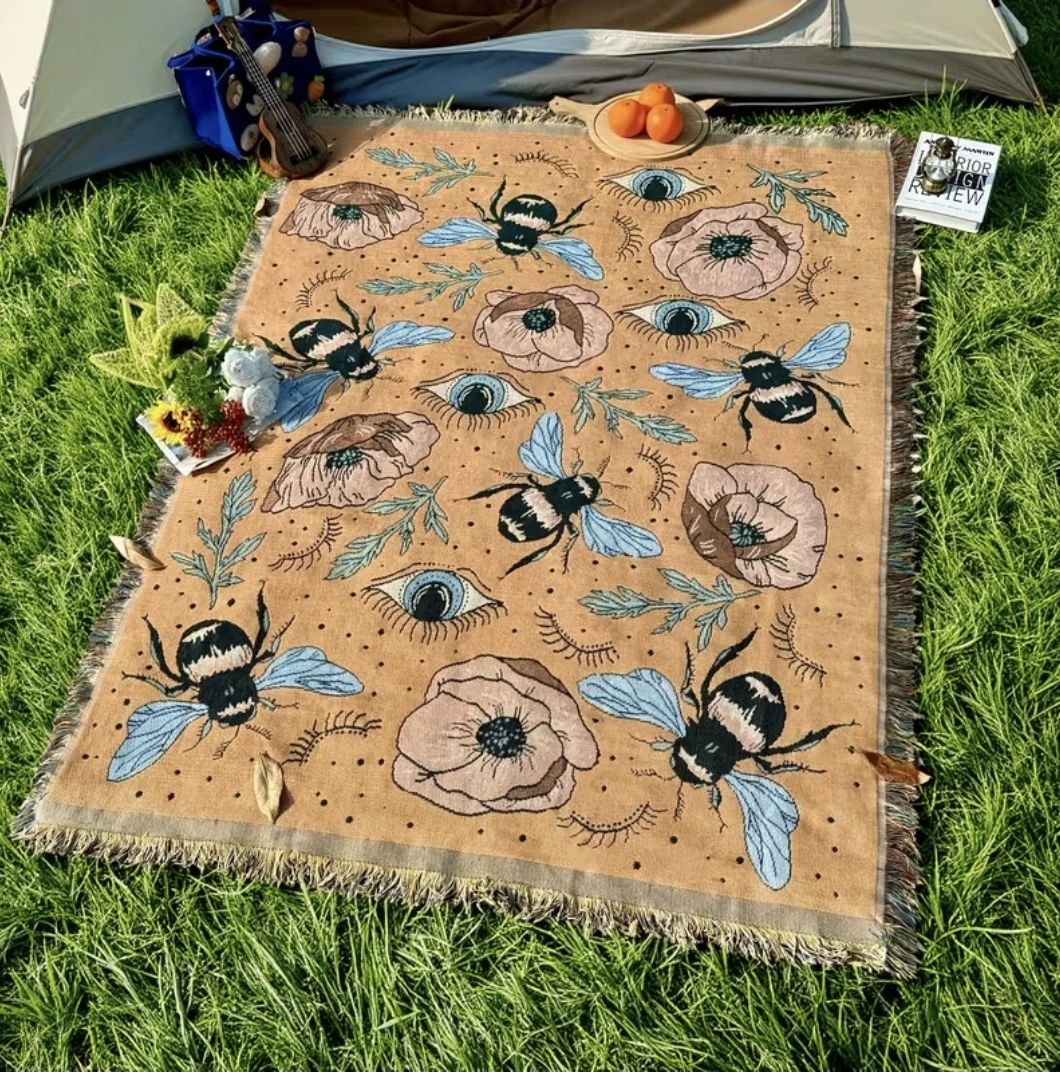 Outdoor Blanket Picnic Blanket evil eye bees boho-chic - photo 3