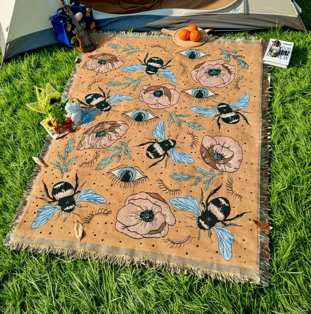 Outdoor Blanket Picnic Blanket evil eye bees boho-chic - photo 3