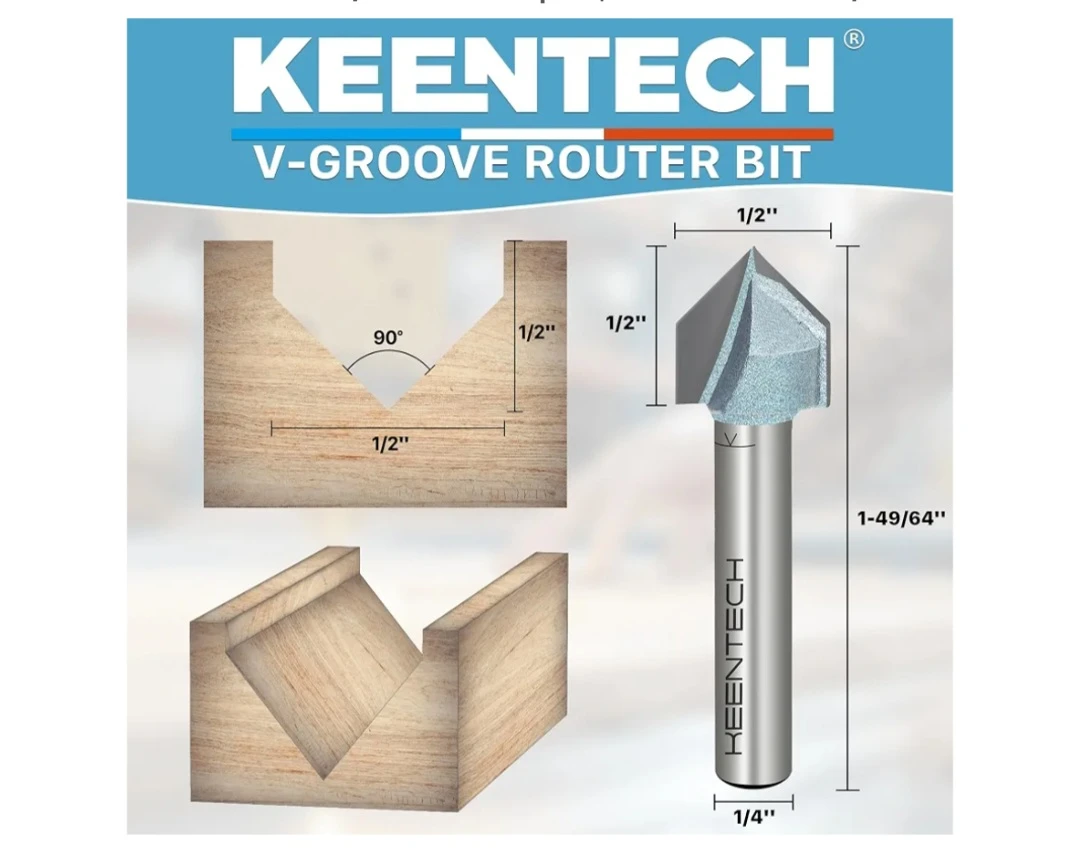 KEENTECH V-Groove Router Bit 1/4" Shank - photo 3