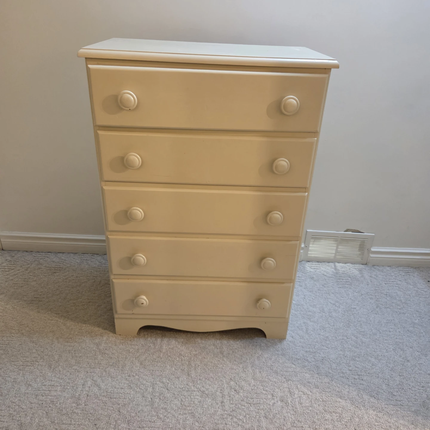 Cream 5-Drawer Dresser