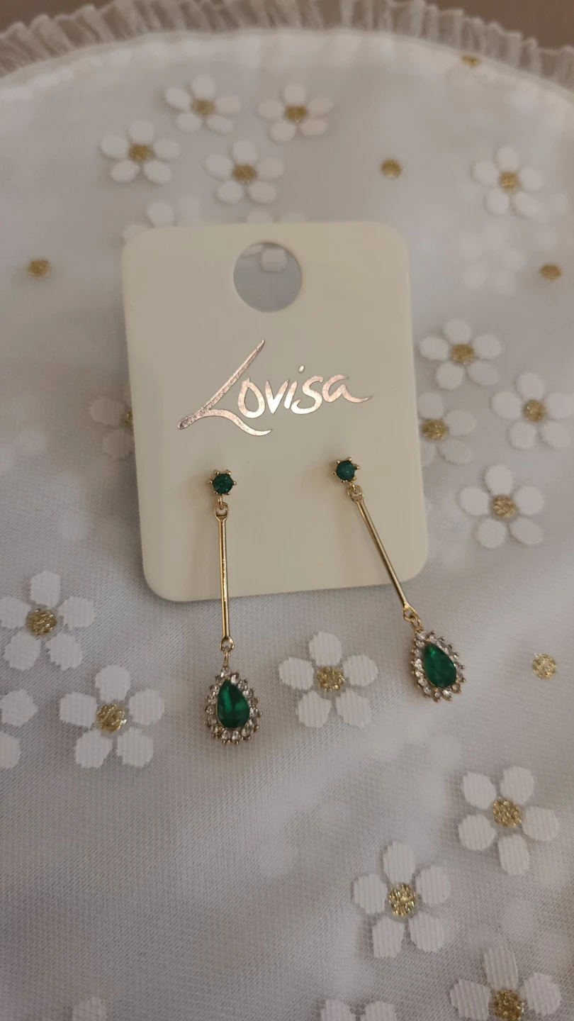 New Lovisa Gold-Tone Green Drop Earrings