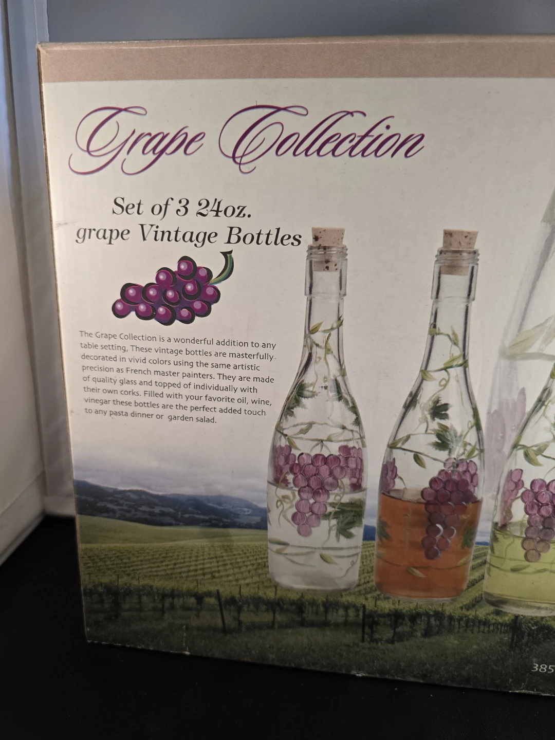 Set of 3 Grape Collection Vintage Bottles