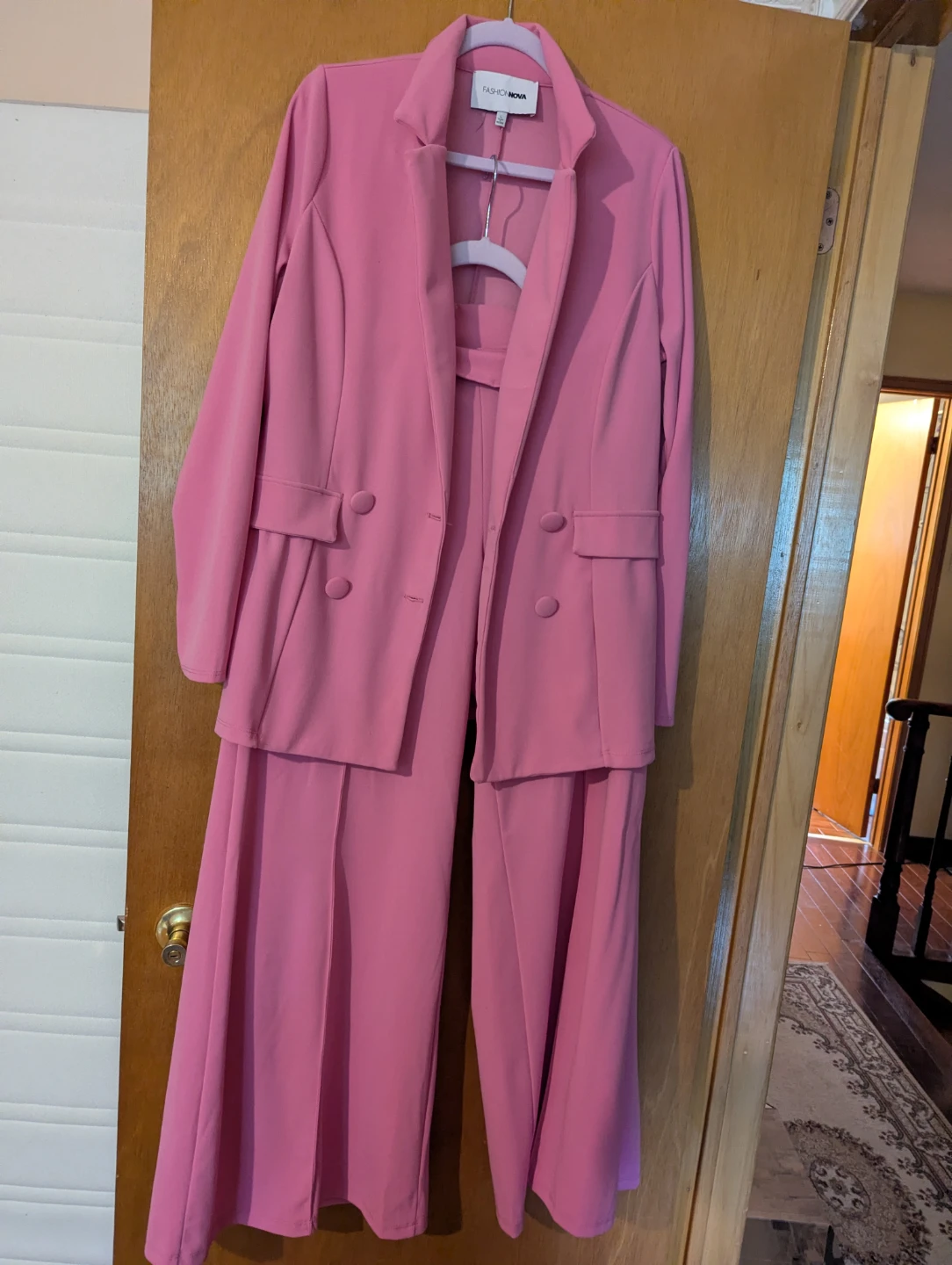 Fashion Nova Pink Blazer and Pant Set