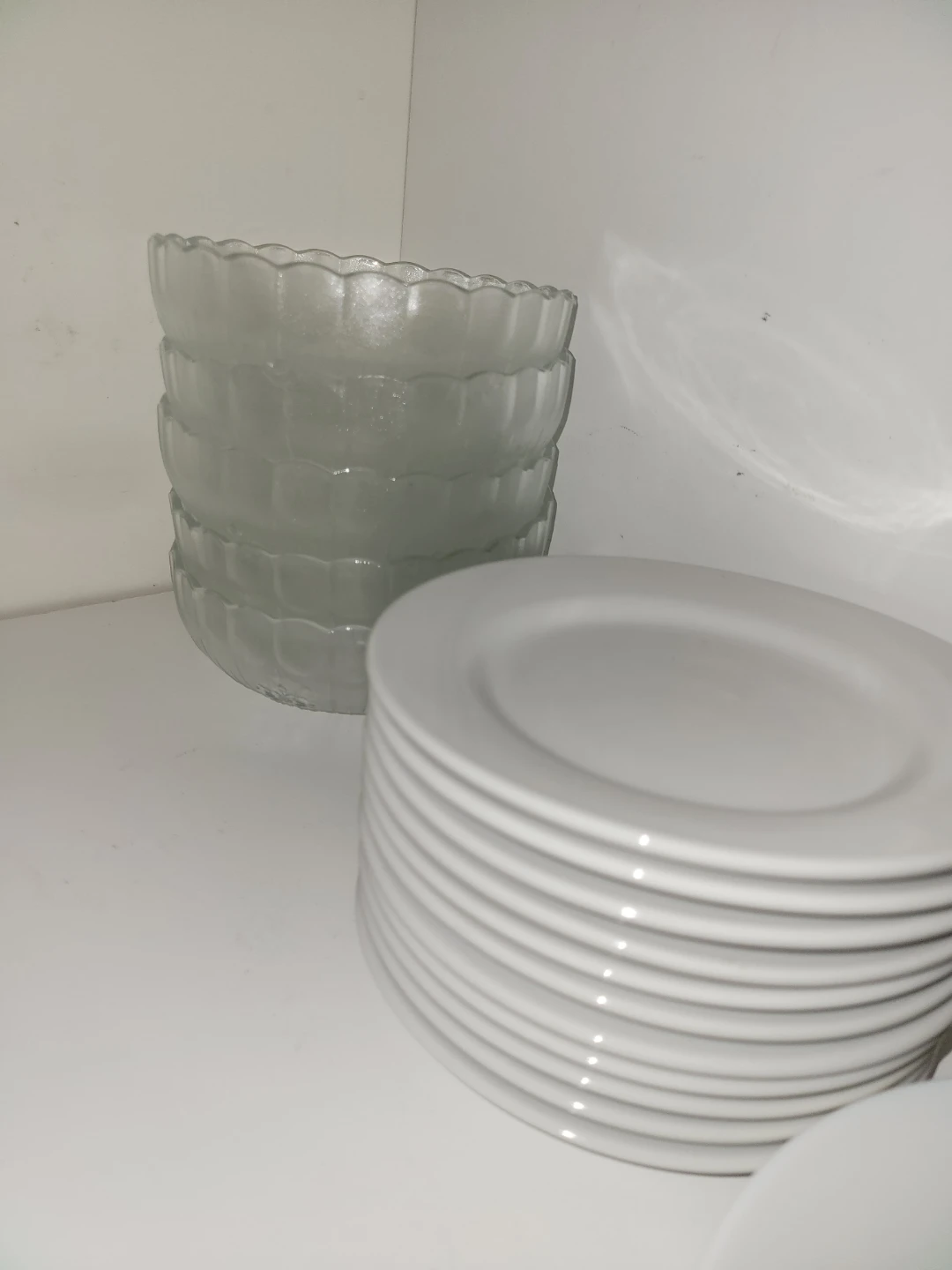 $1 each small plates and dessert glass bowls