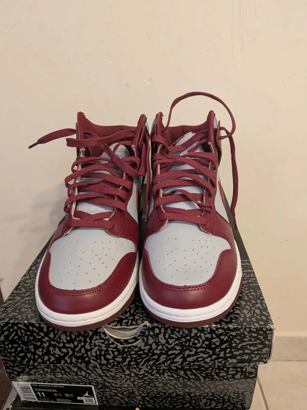 Nike Dunk High Retro Burgundy Grey Men's Shoes - photo 5
