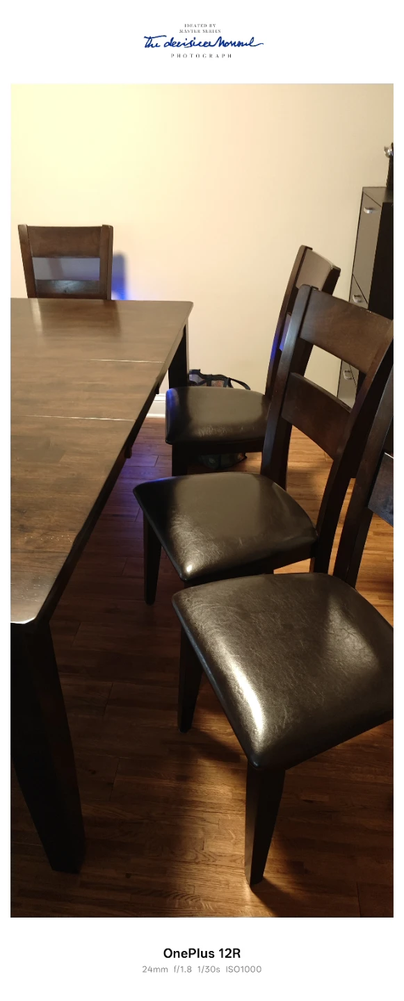 Dark Brown Wood Dining Set with 6 Chairs - photo 2