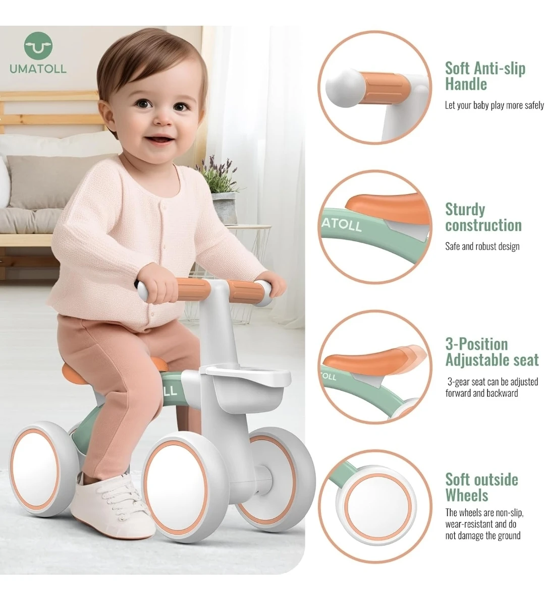 Umatoll Baby Balance Bike Green - photo 3